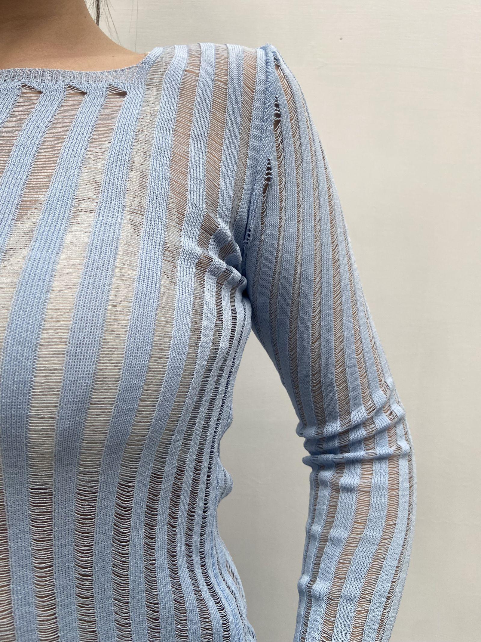 Maglia trasparente maniche lunghe 25002 CERULEO OFELIA