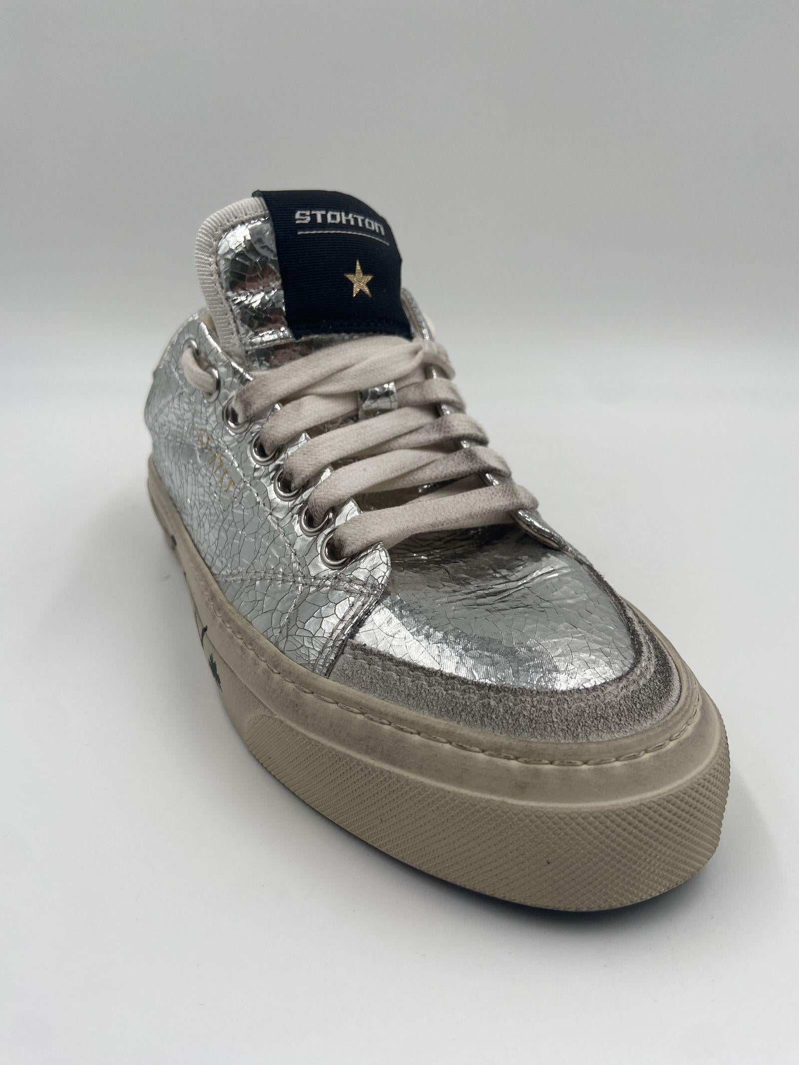 Sneakers Destroy effetto crack DESTROY-D ARGENTO STOCKTON