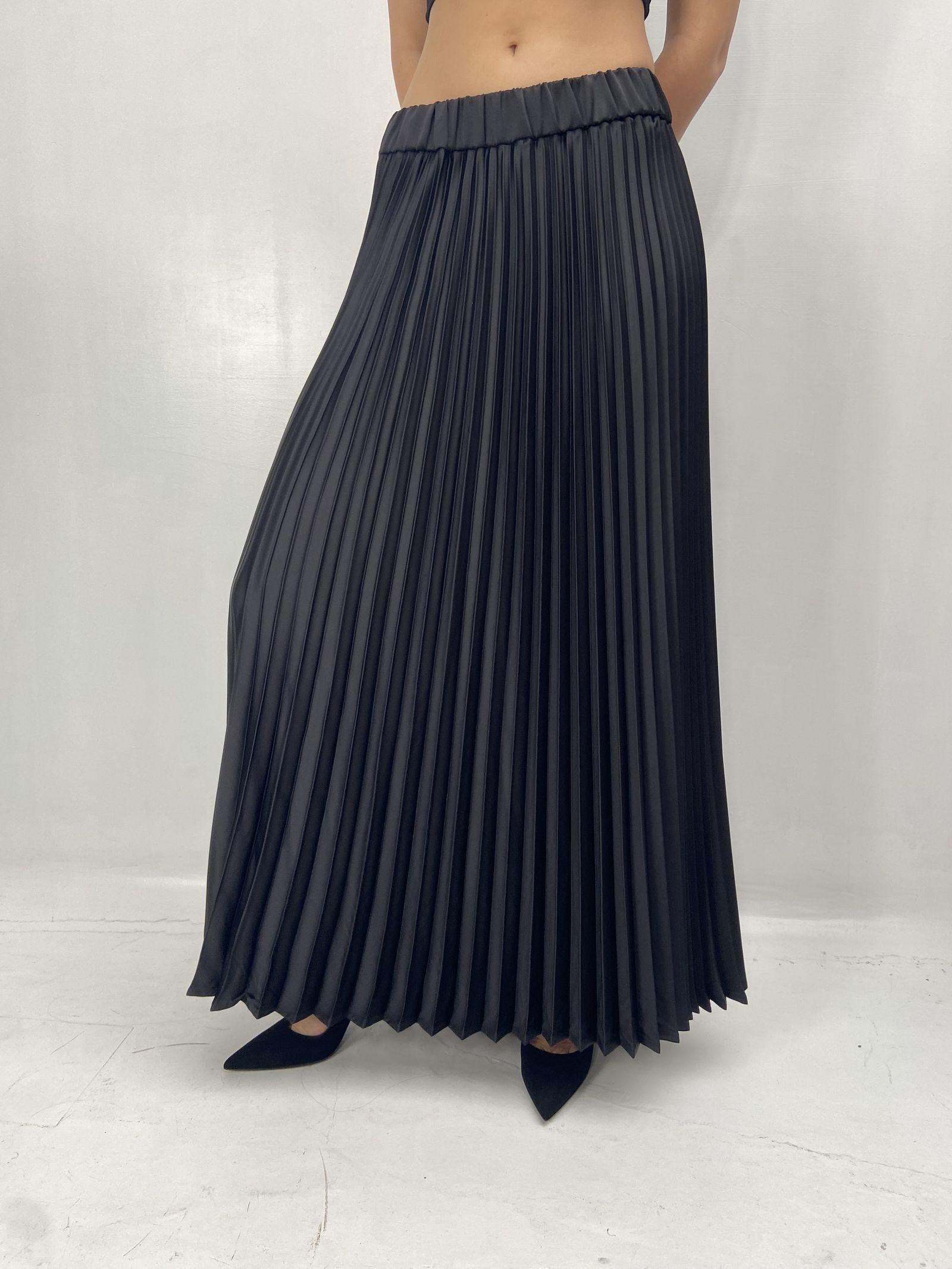Gonna in raso plissè SK1183 NERO OFELIA