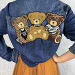 Camicia corta in denim con orsetti 224101JC768ORSETTO DENIM OFELIA