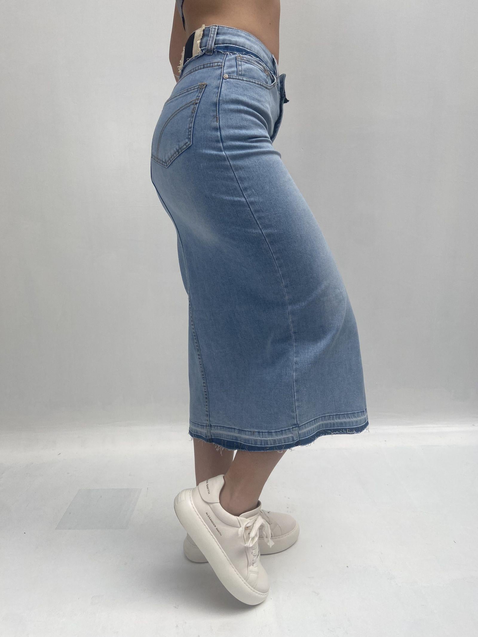 Gonna in denim con spacco davanti 123601JC807 DENIM OFELIA