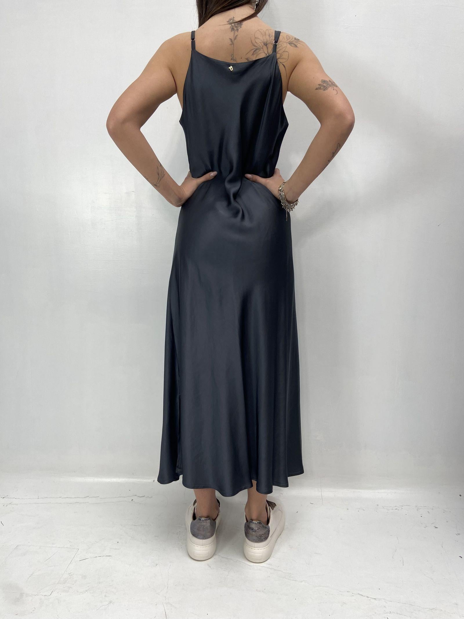 Abito lungo in raso D160 GRIGIO OFELIA