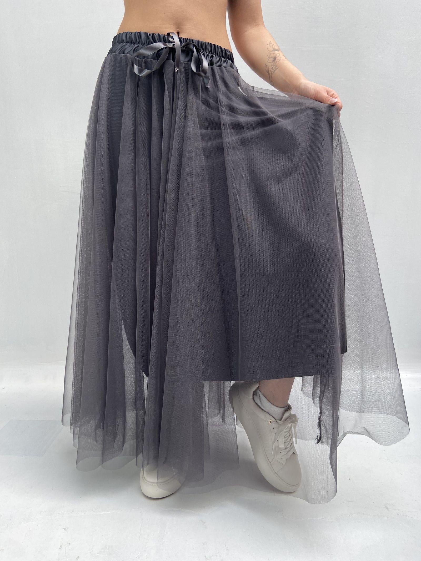 Gonna lunga in tulle MK04.015 GRIGIO OFELIA
