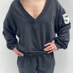 Felpa scollo a V ampio A1278 NERO OFELIA
