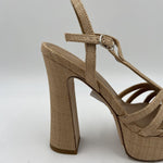 Sandalo con plateau in raffia H2316 BEIGE OFELIA