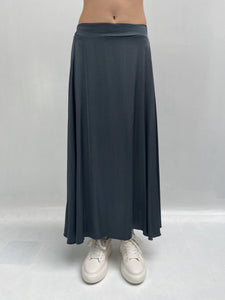 Gonna lunga satinata con elastico in vita