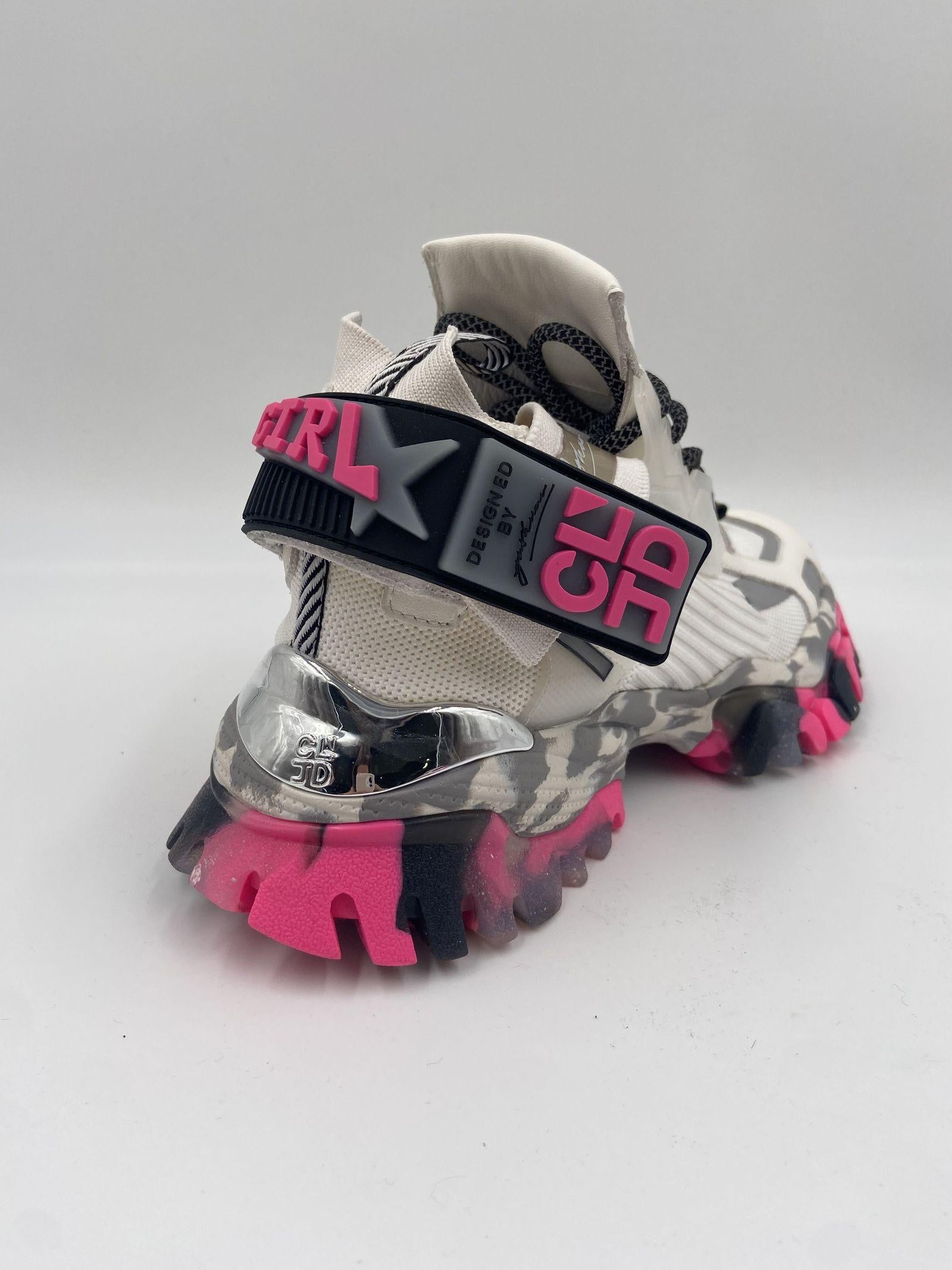 Sneakers bianco grigio e fucsia 033 1050BIANCO CLJD
