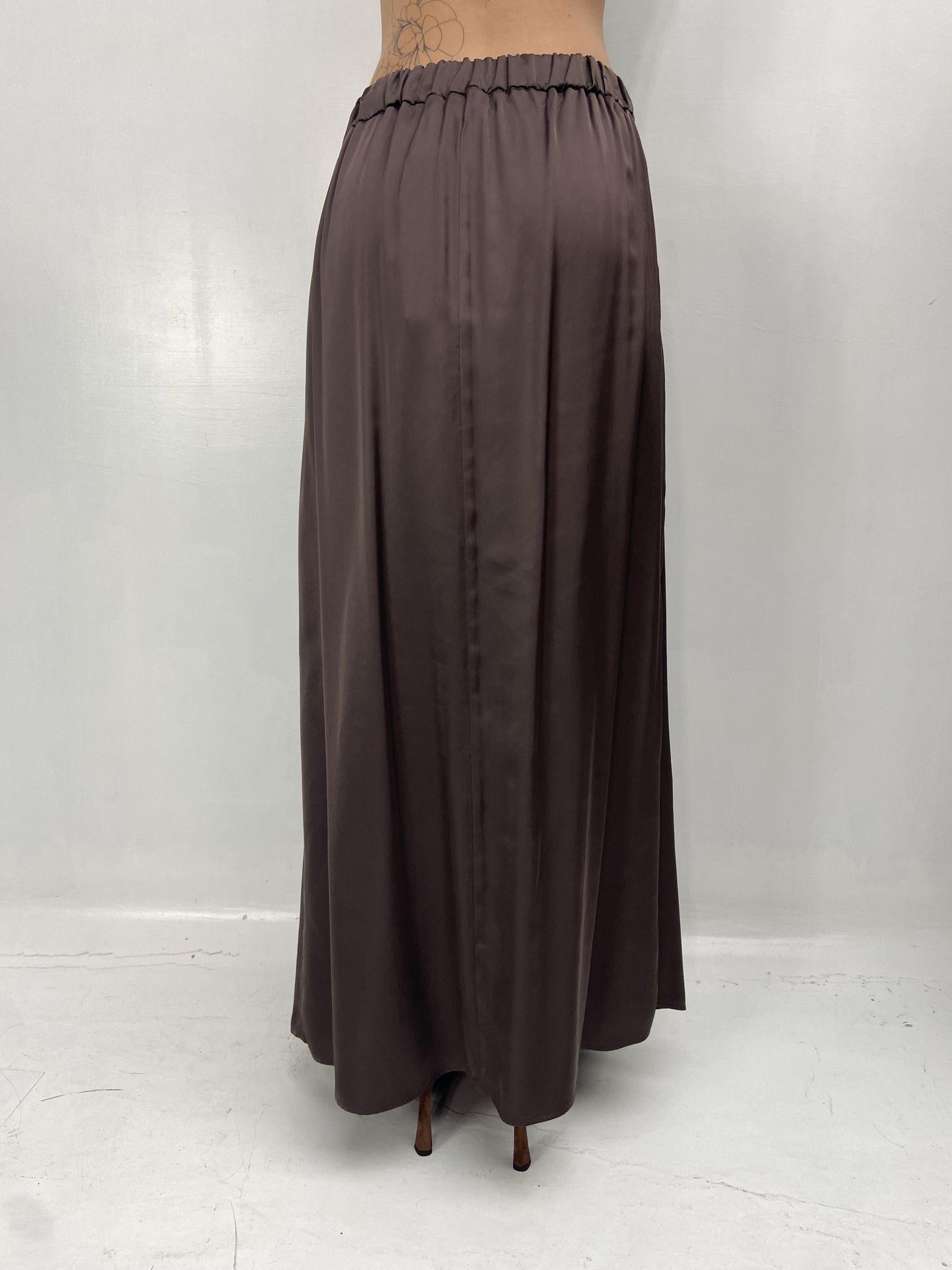 Gonna in raso con pieghe SK1027 MORO OFELIA