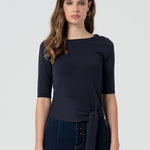 Maglia regular con fiocco laterale FR25ST7002K41601 117 FRACOMINA