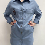 Camicia in denim con patch 525106BIS AZZURRO OFELIA