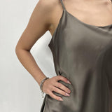 Abito lungo in raso D160 TAUPE OFELIA