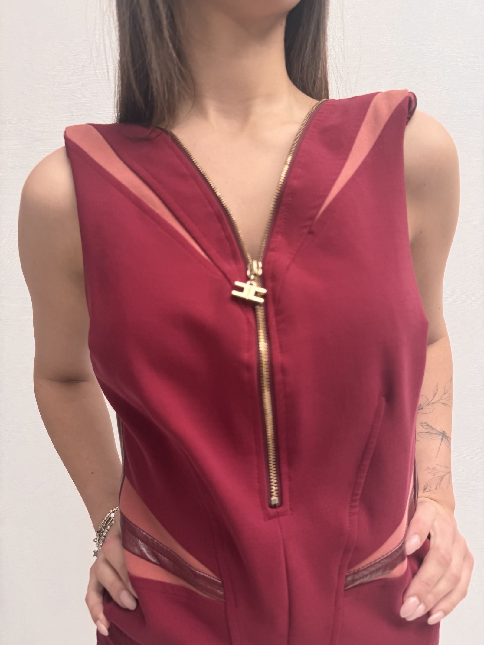 Abito con zip gioiello - Elisabetta Franchi AB57387E2 S31 ELISABETTA FRANCHI 