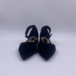 Sandalo basso in velluto H1289 NERO OFELIA 