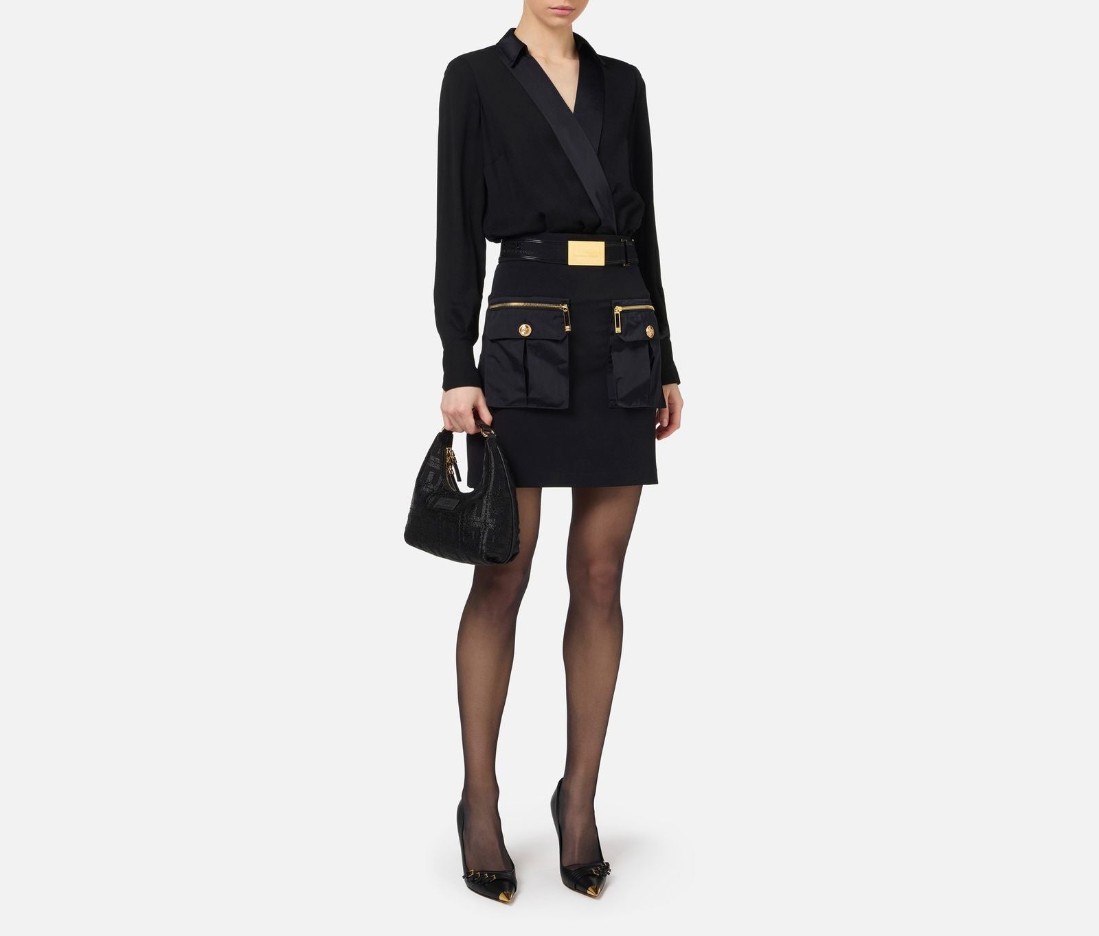 Abito con camicia incrociata e gonna con tasche AB65546E2 110 ELISABETTA FRANCHI 