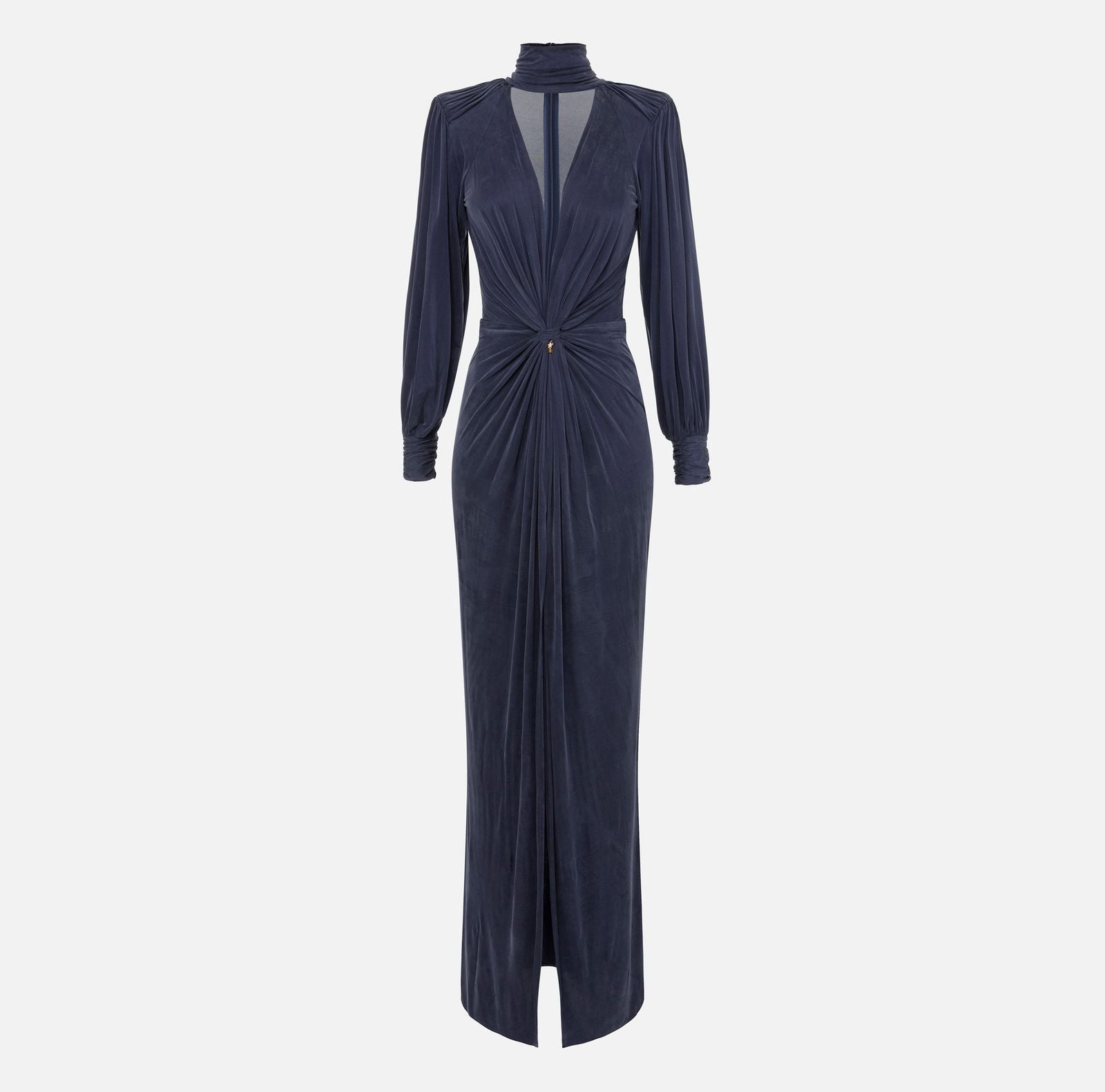 Abito red carpet in cupro con nodo - Elisabetta Franchi AB68447E2 B75 ELISABETTA FRANCHI 