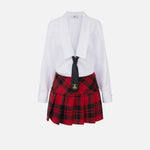 Abito a camicia in popeline e gonna in tartan - Elisabetta Franchi AB76147E1 DB6 ELISABETTA FRANCHI 