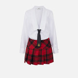 Abito a camicia in popeline e gonna in tartan - Elisabetta Franchi AB76147E1 DB6 ELISABETTA FRANCHI 