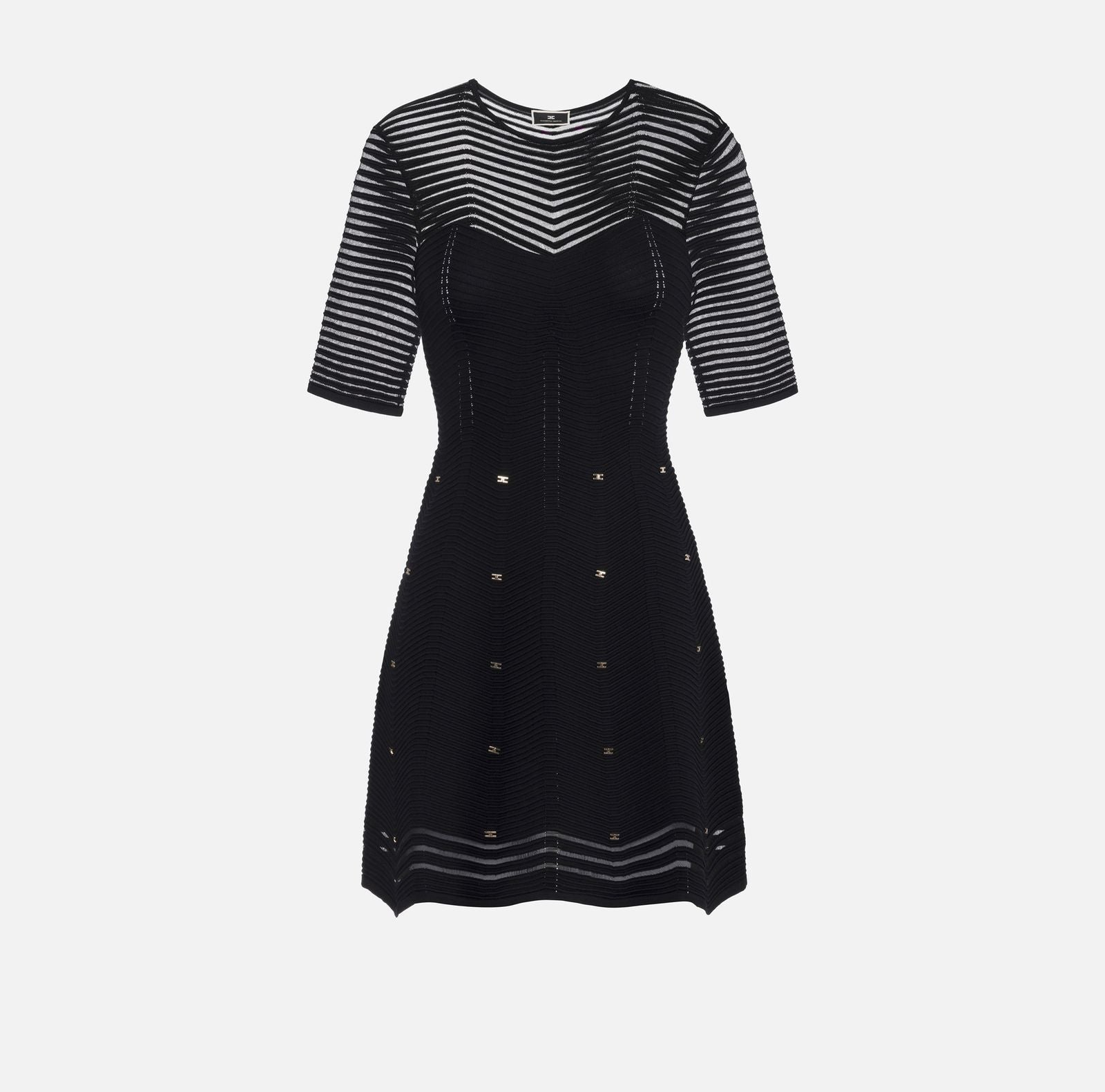 Abito con motivo chevron e borchie AM03B46E2 110 ELISABETTA FRANCHI 