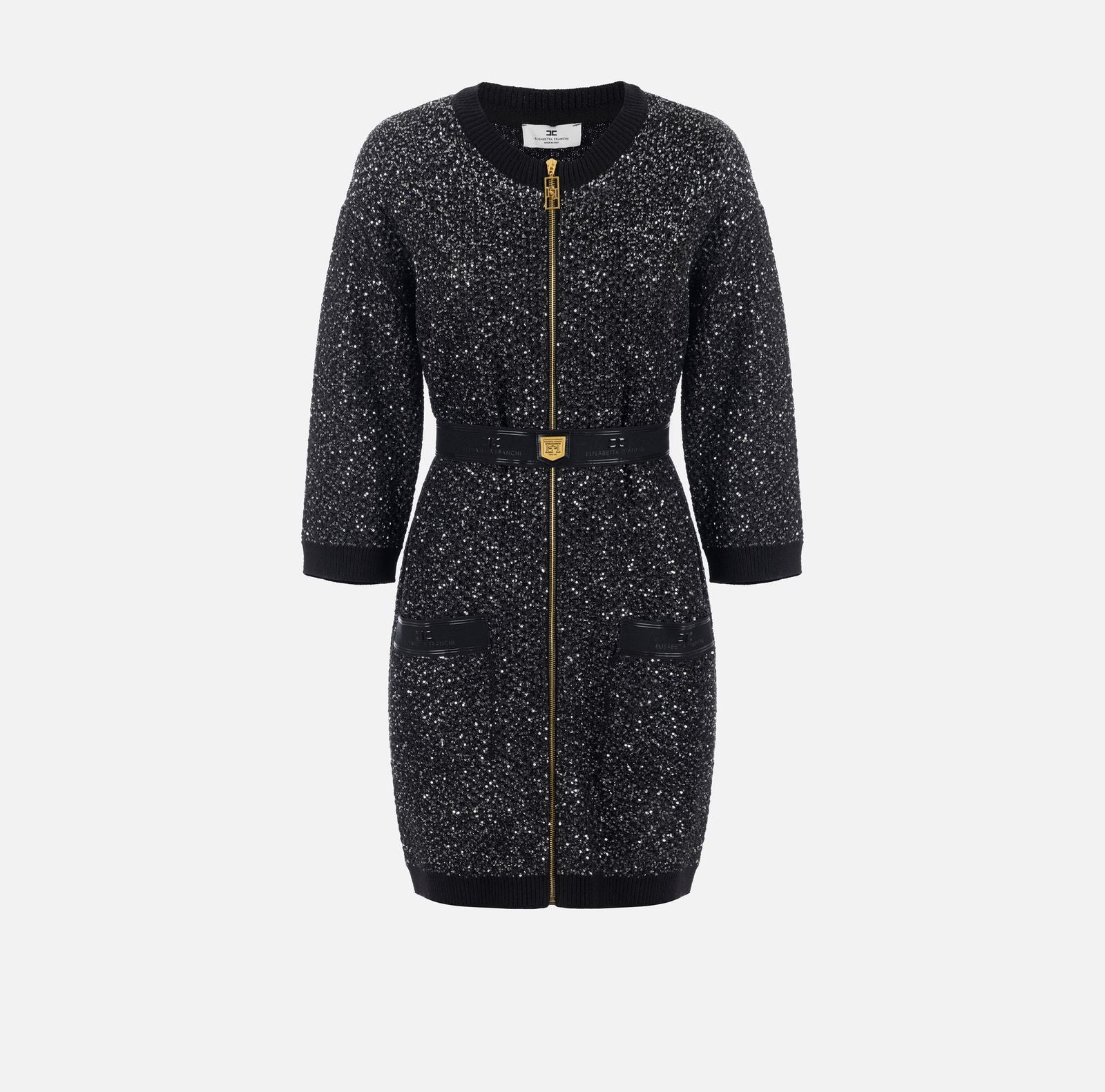 Abito in lana con filo paillettes e cintura AM35M47E2 X16 ELISABETTA FRANCHI 