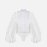Camicia body in organza con plastron BC00846E2 360 ELISABETTA FRANCHI 