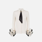 Camicia in goergette con rouches e foulard CAT9647E2 E84 ELISABETTA FRANCHI 