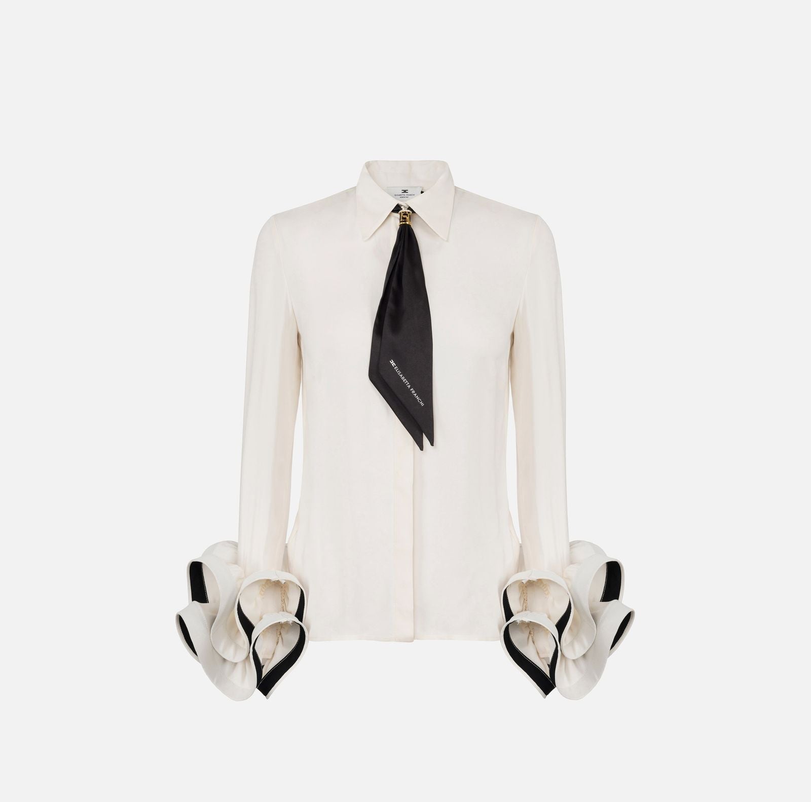 Camicia in goergette con rouches e foulard CAT9647E2 E84 ELISABETTA FRANCHI 