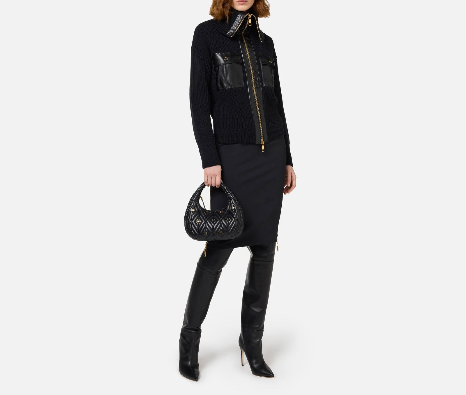 Gonna midi in doppio crèpe stretch GO04746E2 110 ELISABETTA FRANCHI 