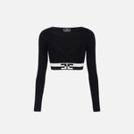Maglia cropped con bande logo MK55S46E2 685 ELISABETTA FRANCHI 