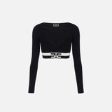 Maglia cropped con bande logo MK55S46E2 685 ELISABETTA FRANCHI 