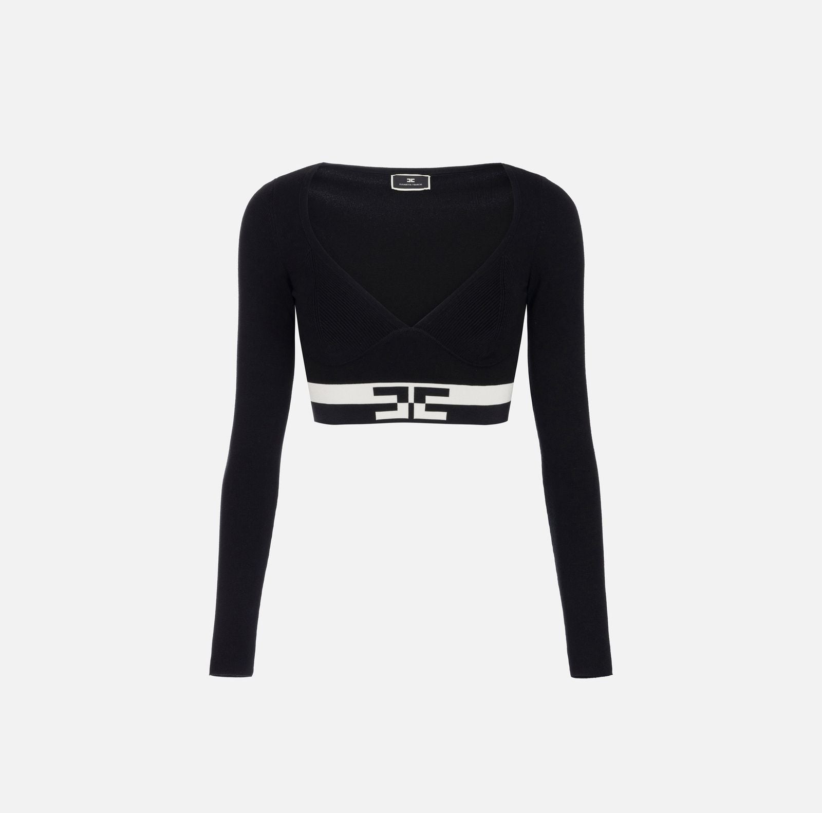 Maglia cropped con bande logo MK55S46E2 685 ELISABETTA FRANCHI 