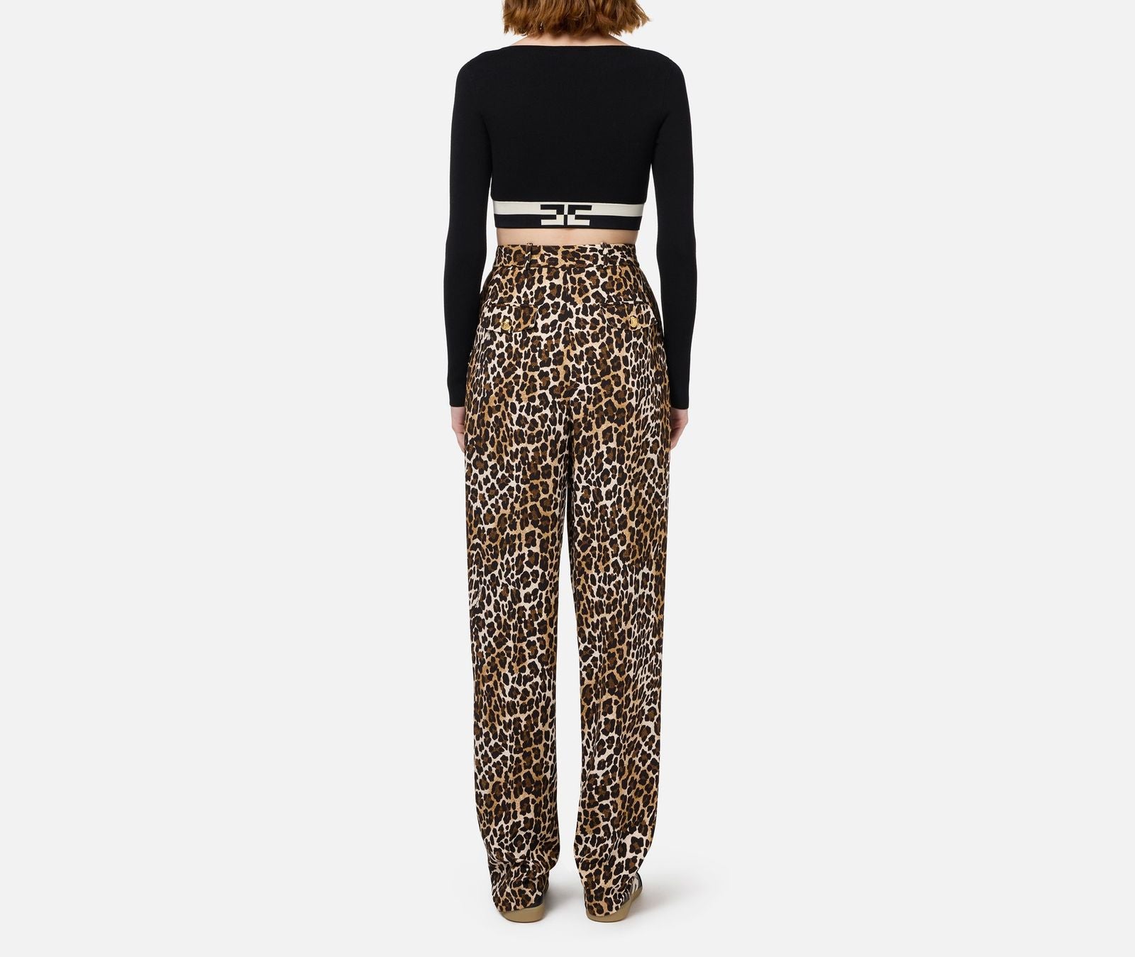 Maglia cropped con bande logo MK55S46E2 685 ELISABETTA FRANCHI 