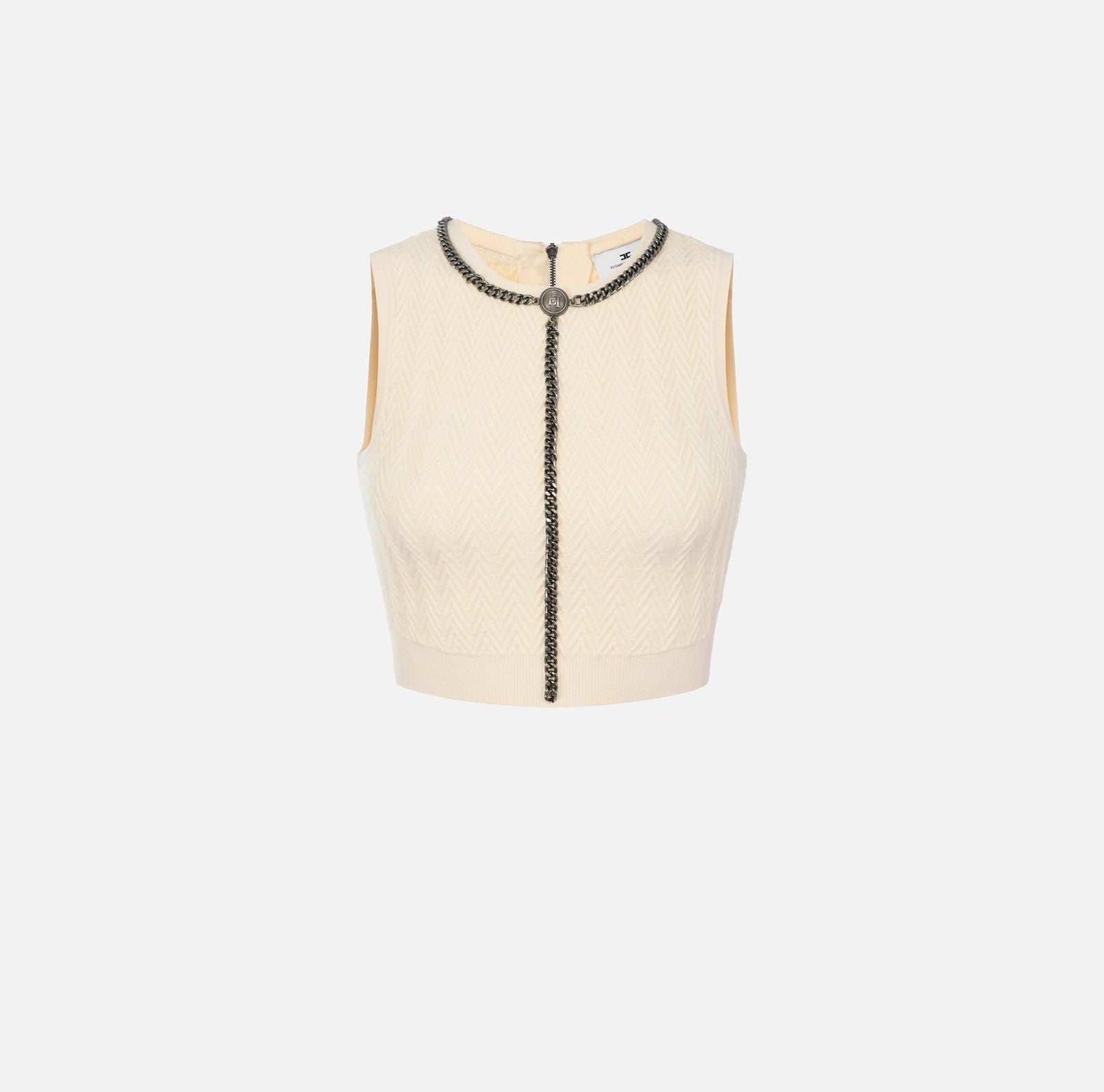 Top punta resca con catena - Elisabetta Franchi TK37B47E2 193 ELISABETTA FRANCHI 