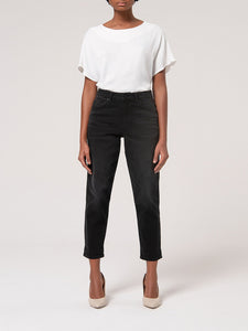 Jeans mom fit in denim con lavaggio scuro