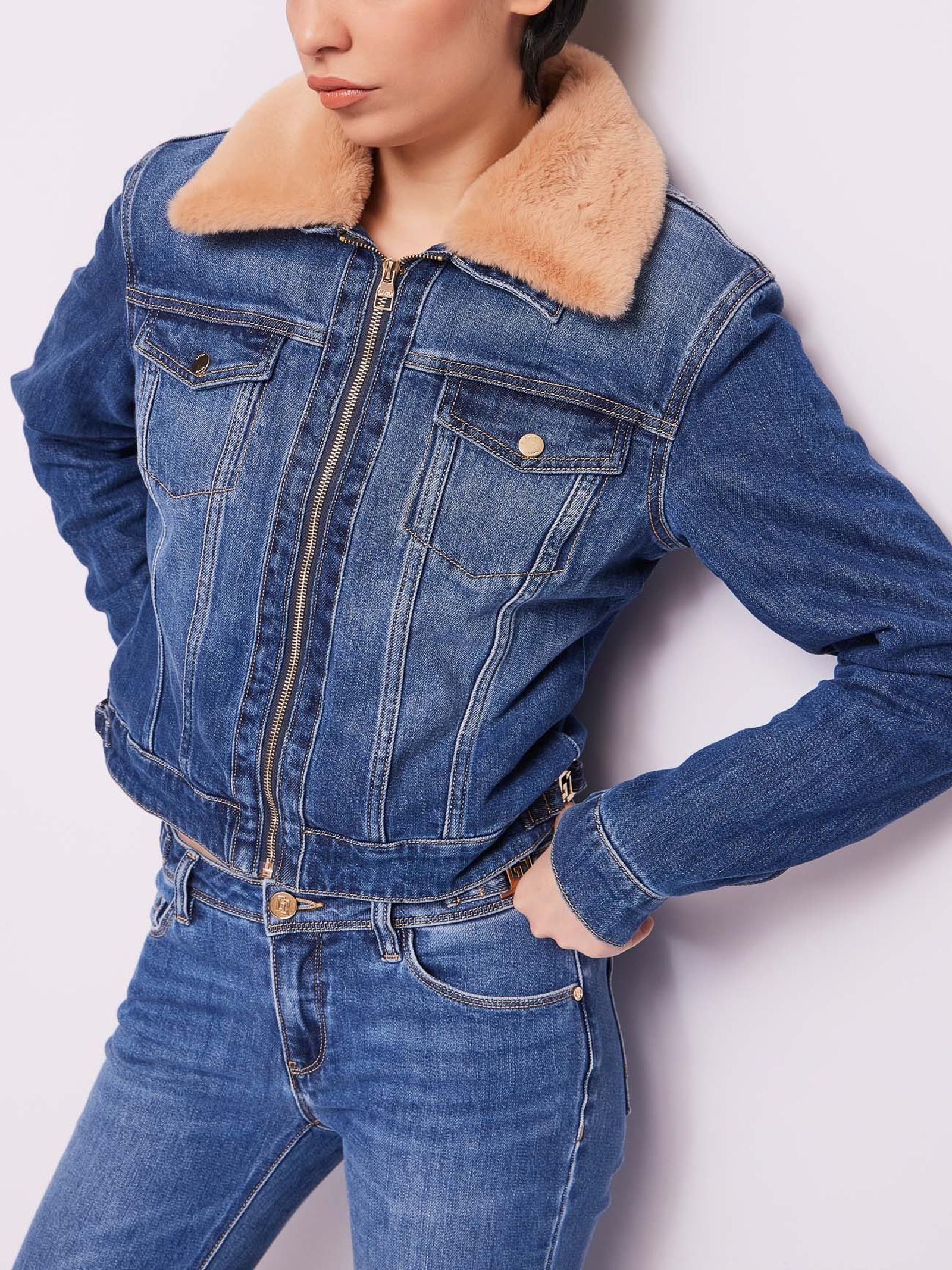 Giubbotto denim con pelliccia 421BD36002 00 GAUDI' 