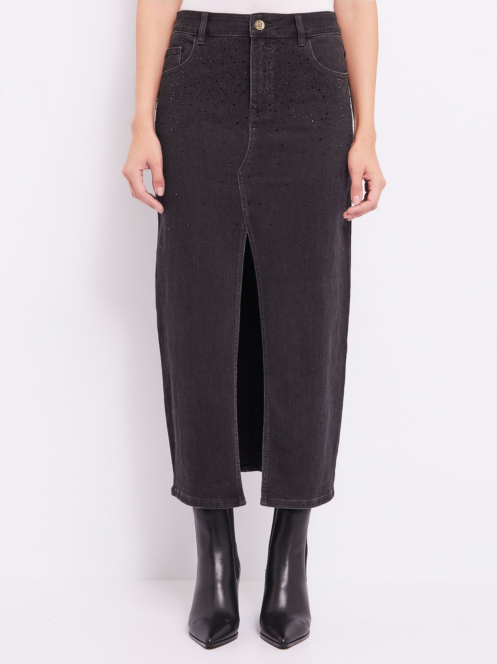 Gonna in denim con strass 421BD76001 00 GAUDI' 