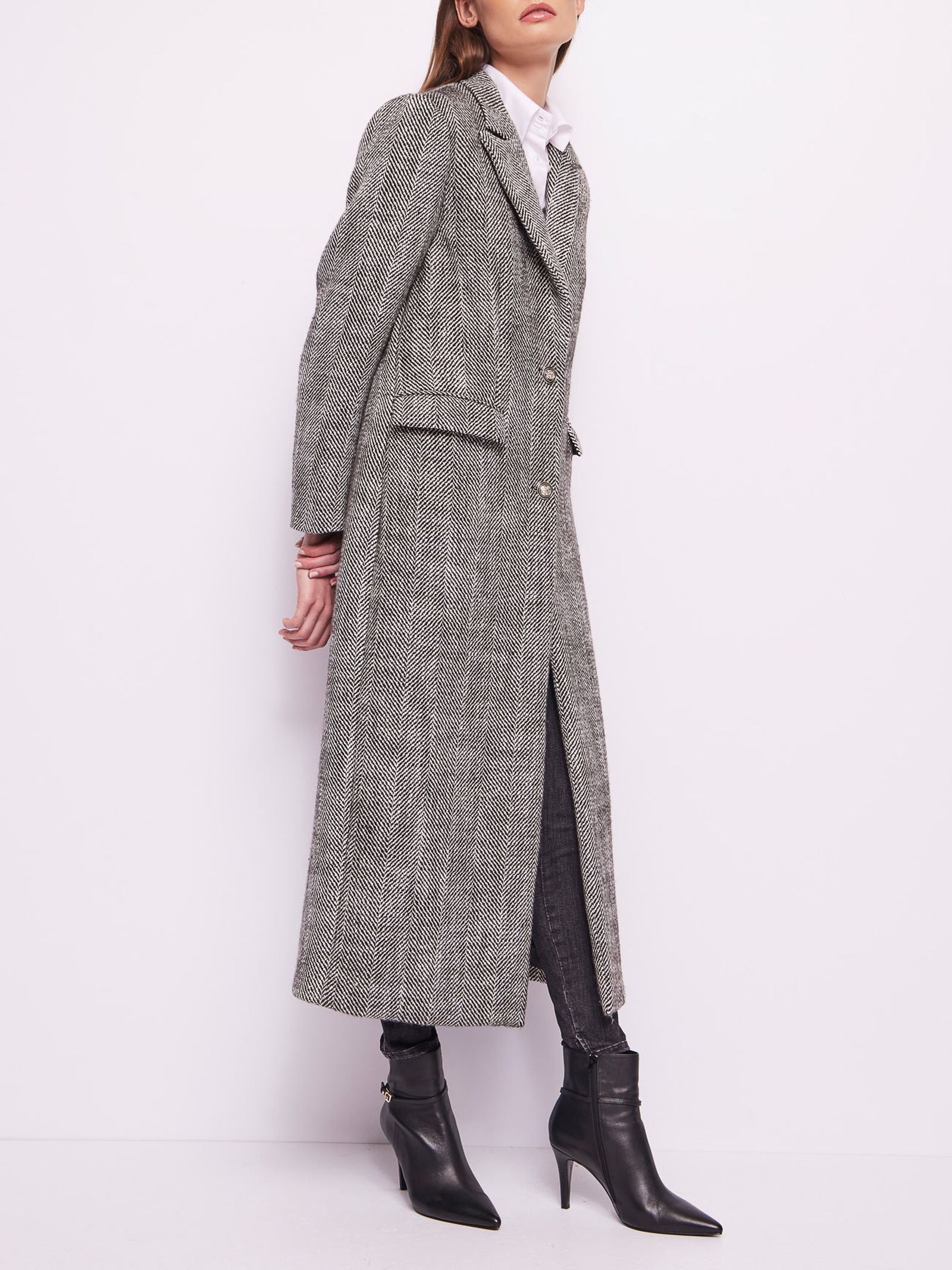 Cappotto lungo monopetto in misto lana 421FD35013 421025-01 GAUDI' 