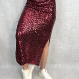 Gonna midi con paillettes - Ofelia MK14E-150 ROSSO OFELIA 