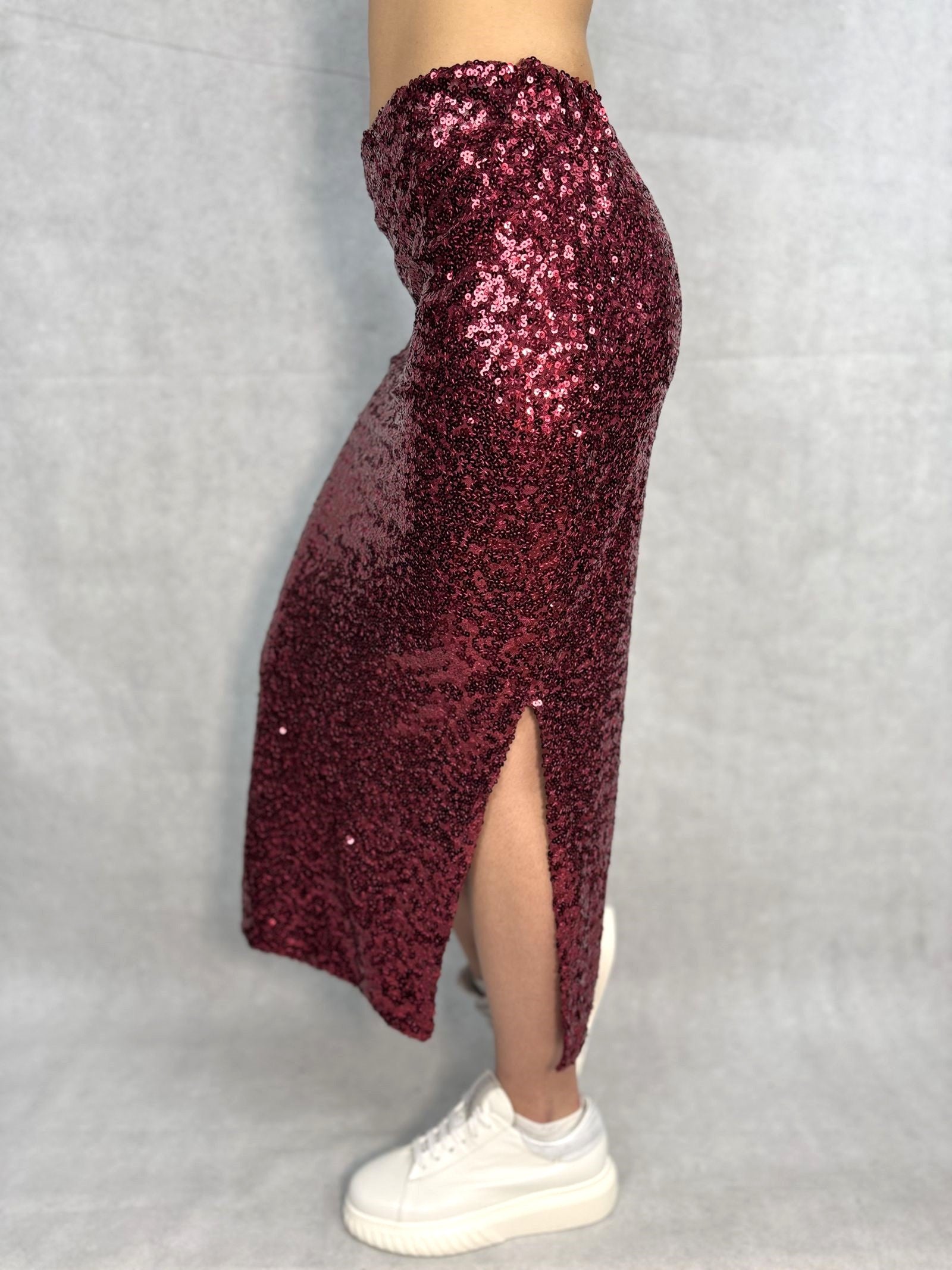 Gonna midi con paillettes - Ofelia MK14E-150 ROSSO OFELIA 