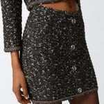 Minigonna in maglia bouclè con paillettes 103964-A21R ZM7 PINKO 