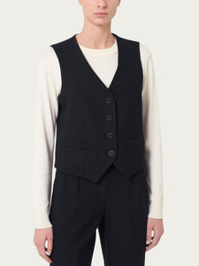 Gilet quattro bottoni in tessuto Compact - Ragno