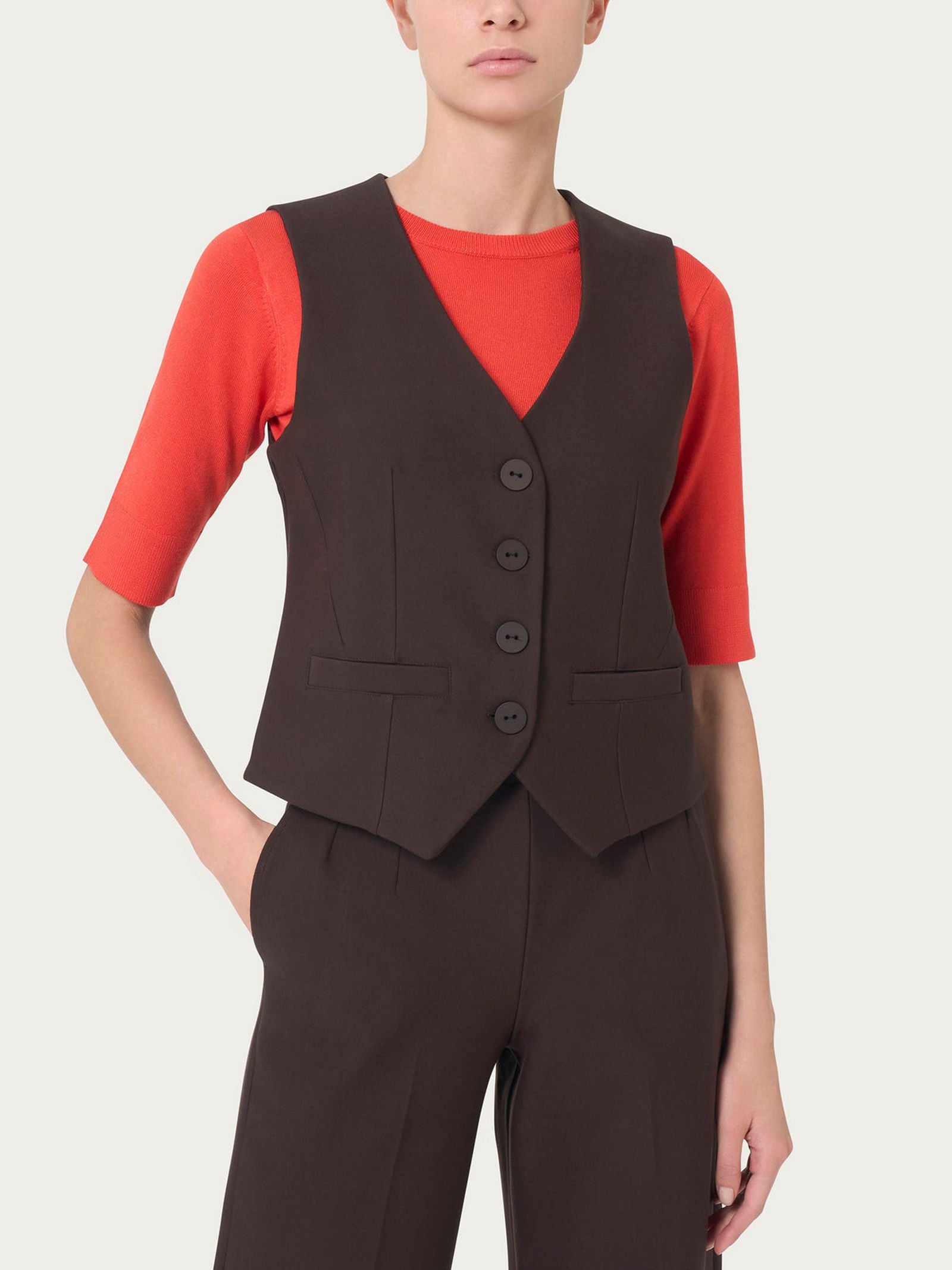 Gilet quattro bottoni in tessuto Compact - Ragno DL20GL FW24 A75 RAGNO 