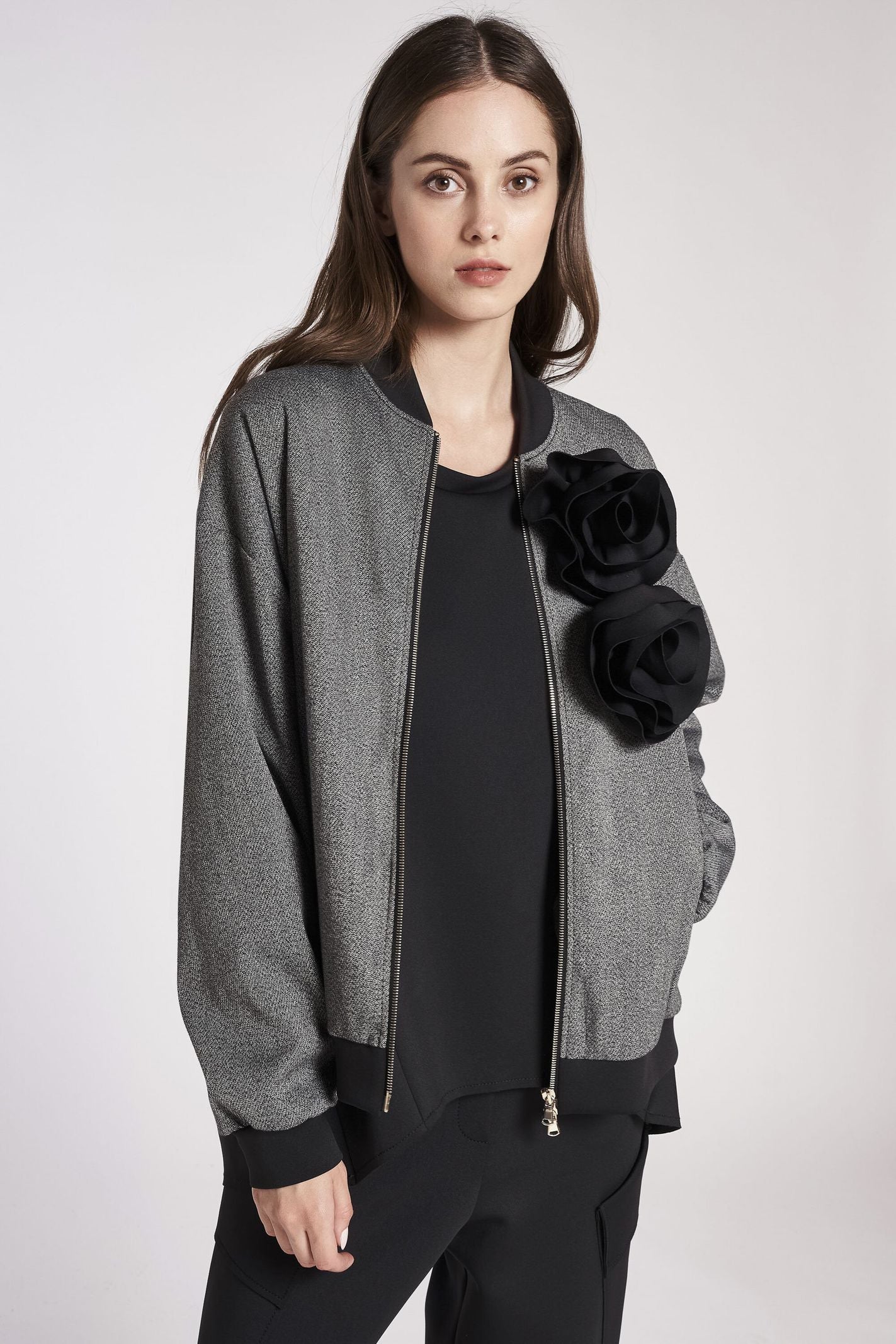 Bomber con spilla fiore - Carla G SONE04D3 10 CARLA G. 