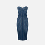 Abito bustier in denim - Elisabetta Franchi AJ44D56E2 104 ELISABETTA FRANCHI 