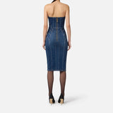 Abito bustier in denim - Elisabetta Franchi AJ44D56E2 104 ELISABETTA FRANCHI 