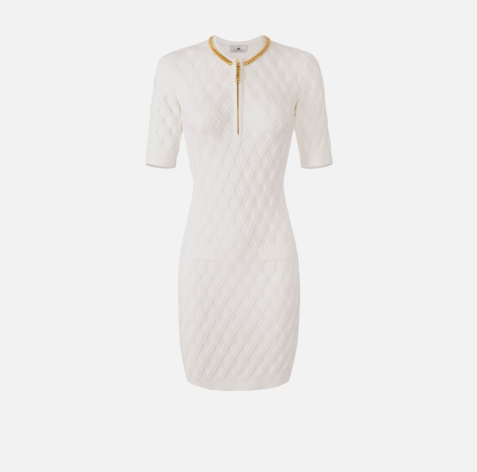 Abito a rombi con catena gioiello - Elisabetta Franchi AM20B56E2 360 ELISABETTA FRANCHI 