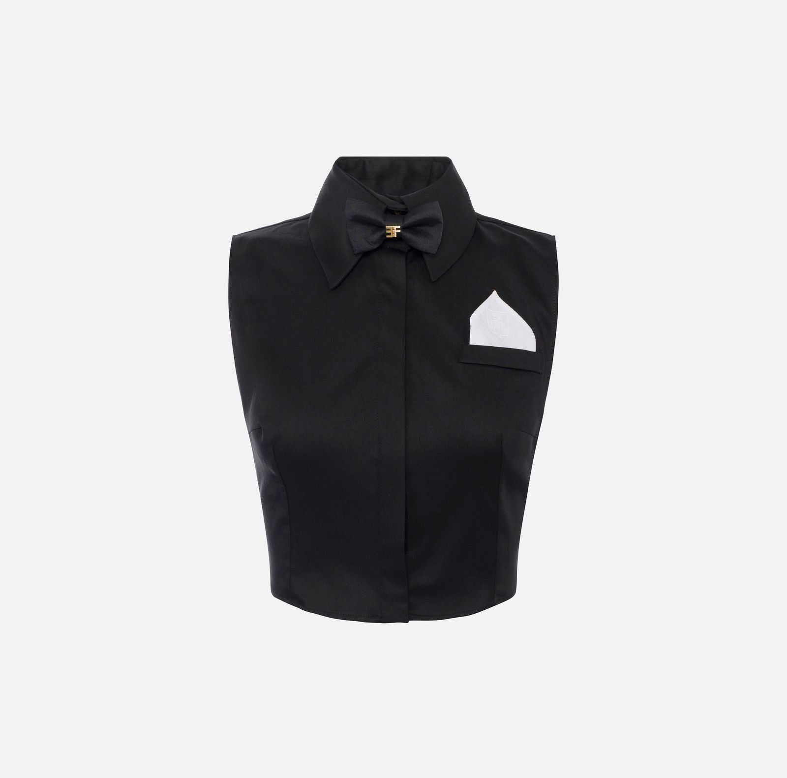 Camicia cropped con papillon - Elisabetta Franchi CA10556E2 110 ELISABETTA FRANCHI 