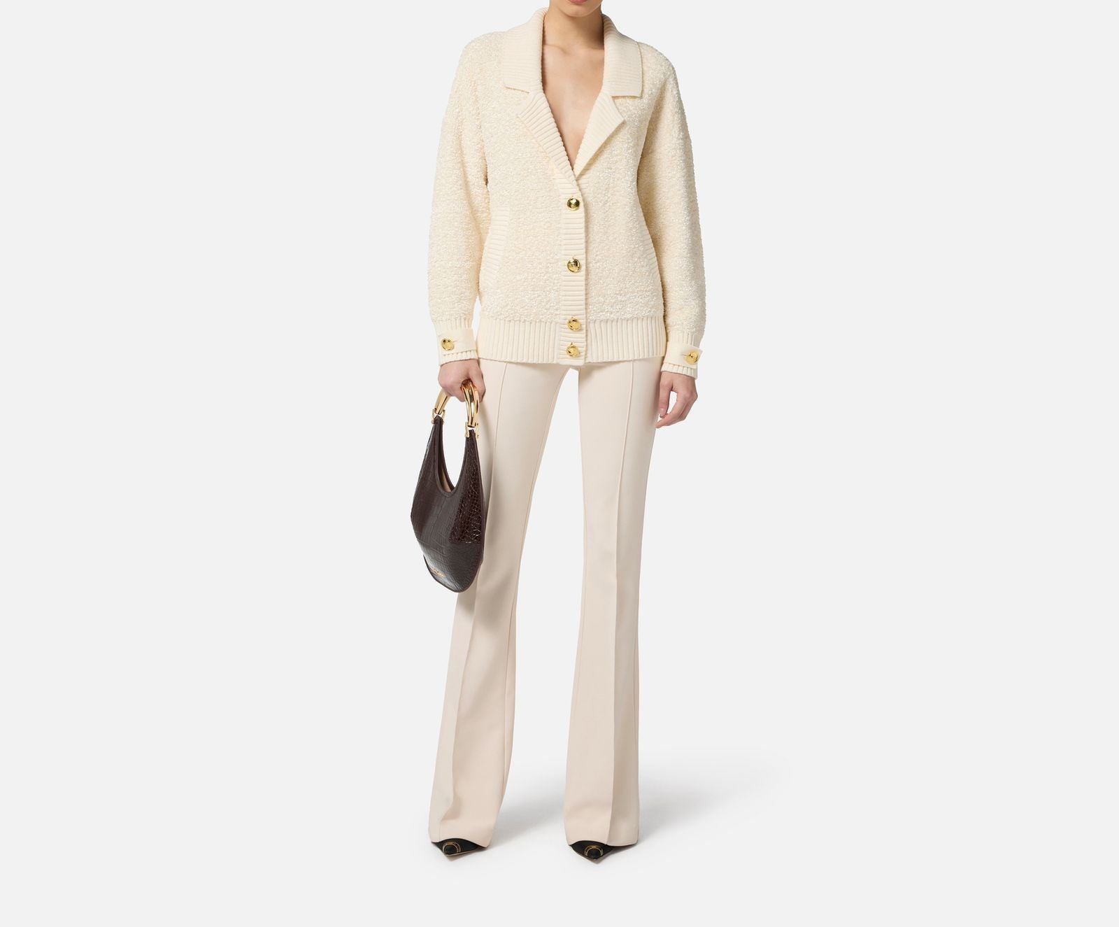 Cardigan in ciniglia bouclè - Elisabetta Franchi MK44S57E2 DZ9 ELISABETTA FRANCHI 