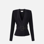 Giacca in maglia con cintura - Elisabetta Franchi MK48S57E2 110 ELISABETTA FRANCHI 