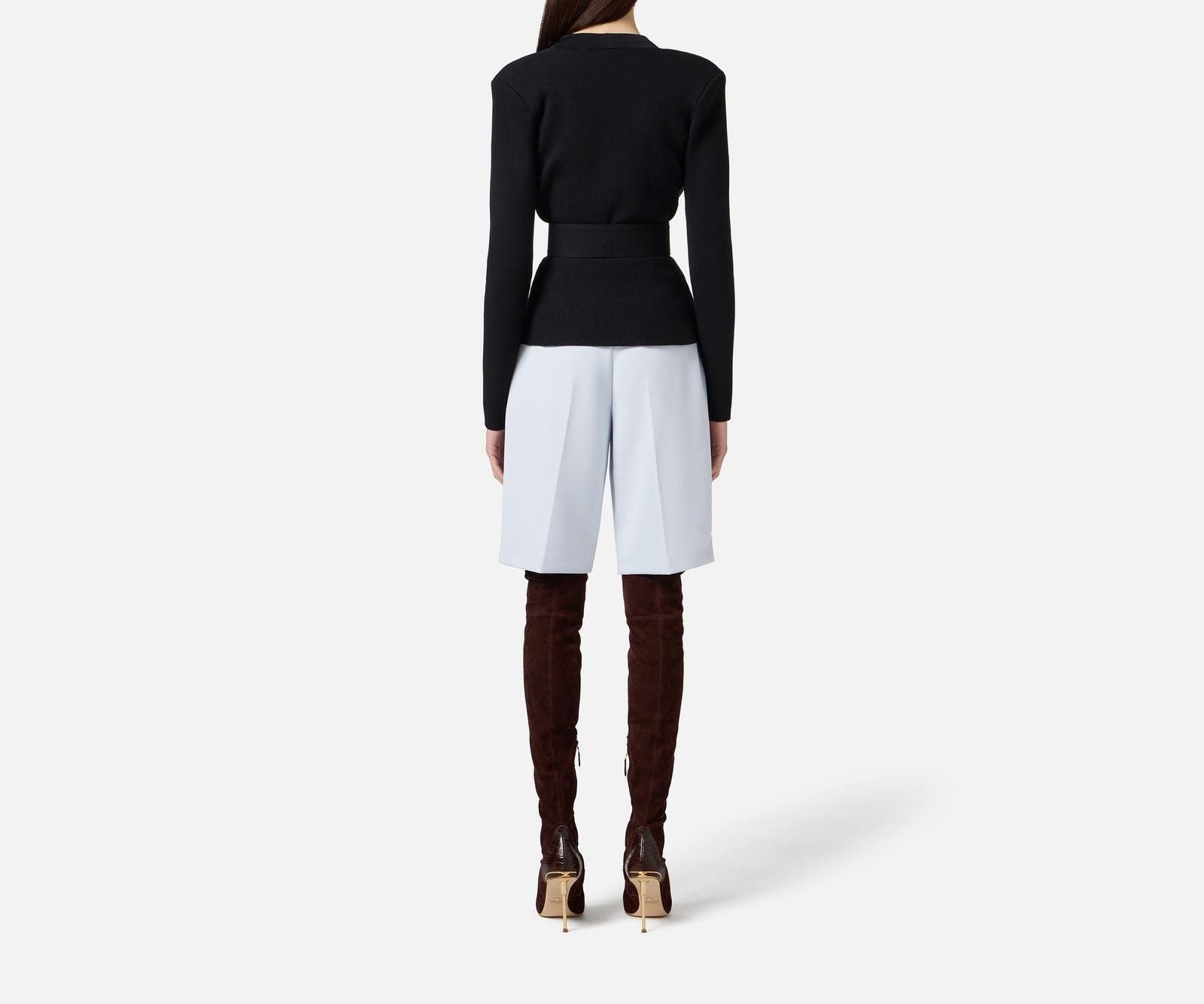 Giacca in maglia con cintura - Elisabetta Franchi MK48S57E2 110 ELISABETTA FRANCHI 
