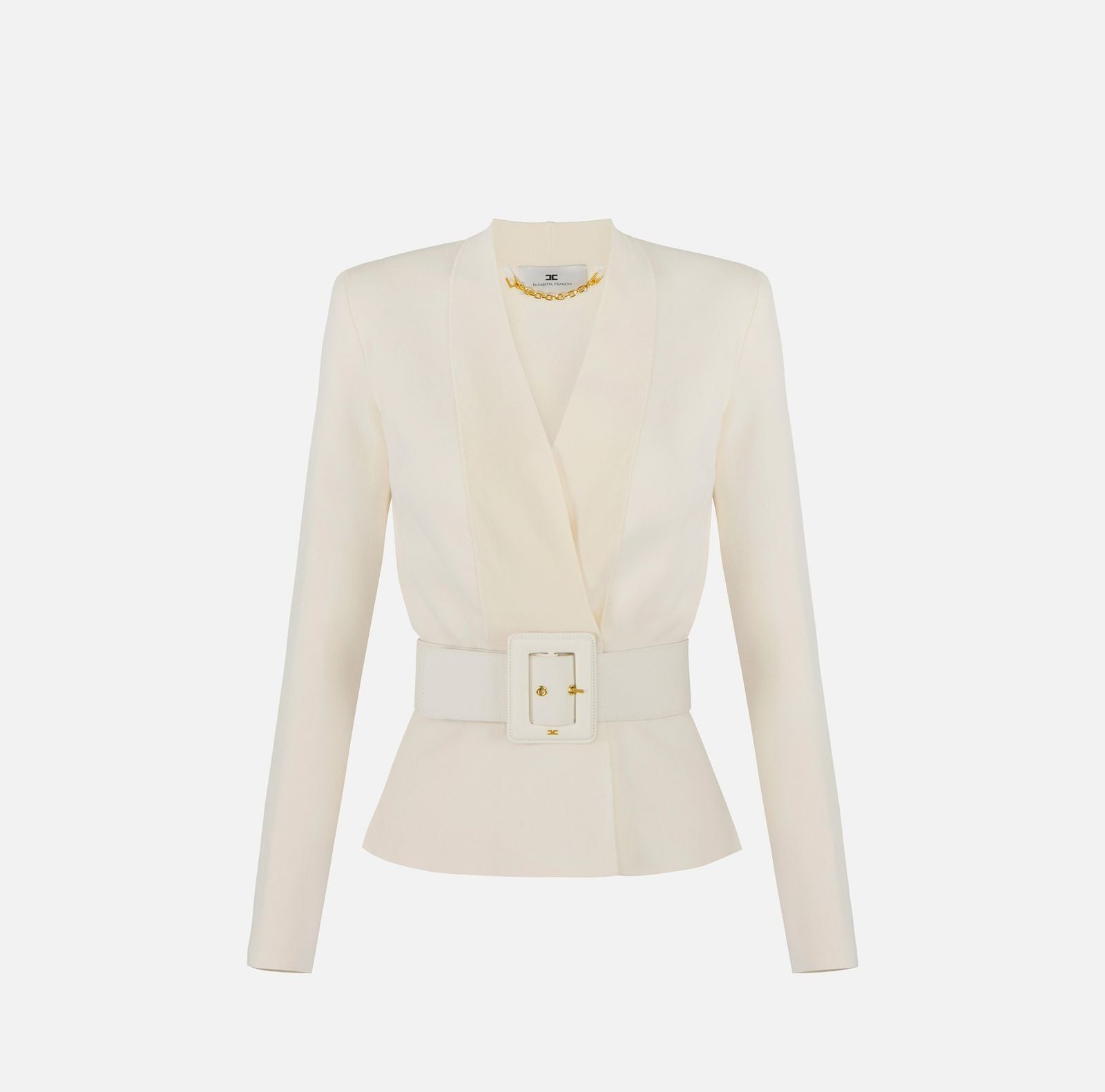 Giacca in maglia con cintura - Elisabetta Franchi MK48S57E2 DZ9 ELISABETTA FRANCHI 